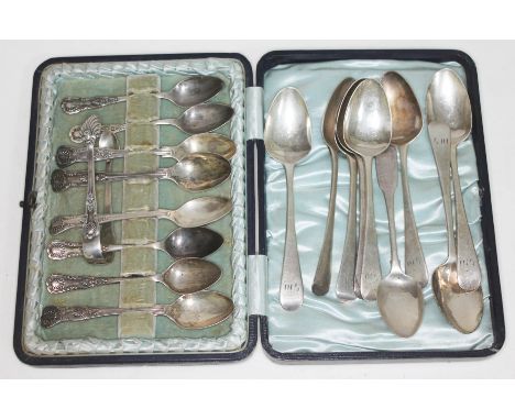 A mixed lot of hallmarked silver spoons, various dates and makers, Georgian and later.  