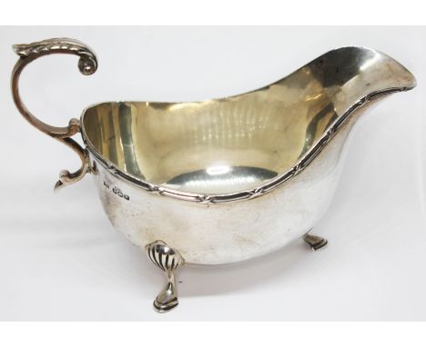 A hallmarked silver sauce boat, wt. 4oz.  