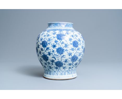 Full title:  A Chinese blue and white 'lotus scroll' vase, WanliDescription: H.: 38 cmPlease contact us to let us know which 
