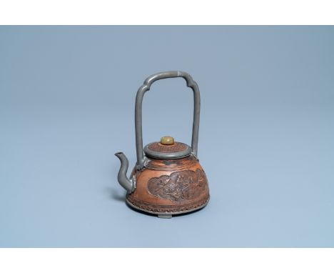 Full title:  A rare Chinese jade-topped pewter-mounted coconut wine ewer, KangxiDescription: H.: 17 cm - L.: 13 cmÊ Ref.: Sot