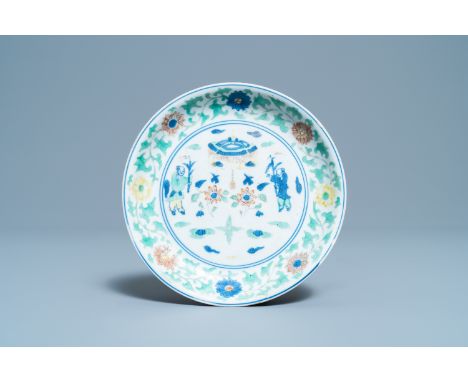 Full title:  A Chinese wucai 'two boys' dish, Wanli mark and of the periodDescription: Dia.: 16,5 cmÊ Provenance:- A Dutch pr