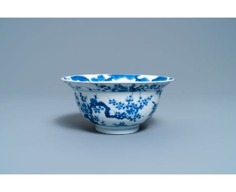 Full title:  A Chinese blue and white 'Three friends of winter' bowl, Kangxi mark and of the periodDescription: Dia.: 20 cm -