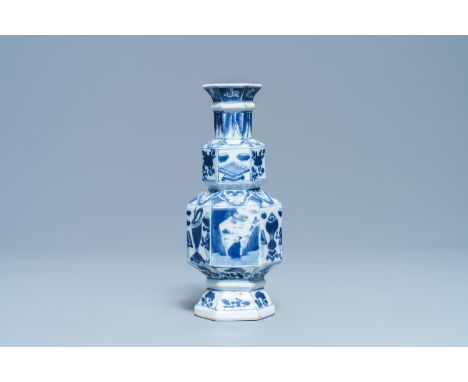 Full title:  A Chinese blue and white hexagonal triple gourd vase, KangxiDescription: H.: 23 cmPlease contact us to let us kn