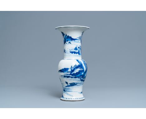 Full title:  A Chinese blue and white 'river landscape' yenyen vase, KangxiDescription: H.: 46 cmÊ Condition: (UV-checked)- W