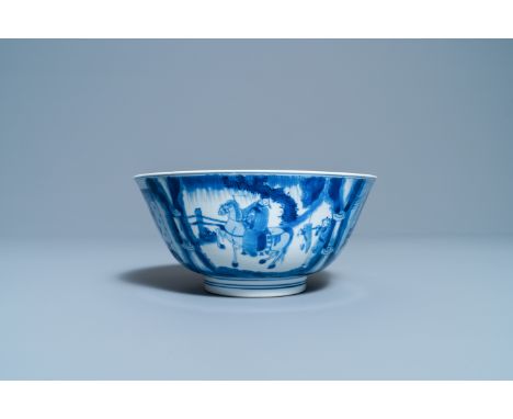 Full title:  A Chinese blue and white 'Xi Xiang Ji' bowl, Kangxi mark and of the periodDescription: Dia.: 20,5 cm - H.: 9,5 c