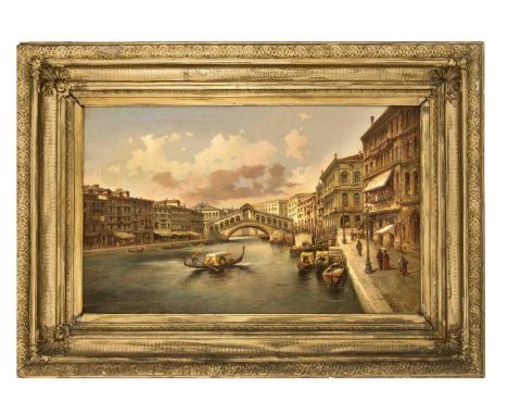 Kaufmann, Karl. 1843 Neuplachowitz - 1905 Wien. Venezianische Ansicht. Öl/Lw. Signiert u.re. mit Pseudonym F. Serini. 48 x 80