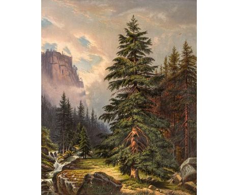 Firmenich, Joseph. 1821 Köln - 1891 Berlin. Waldlandschaft im Harz (?). Öl/Lw. 1889.Signiert u. datiert u. mittig Jos. Firmen