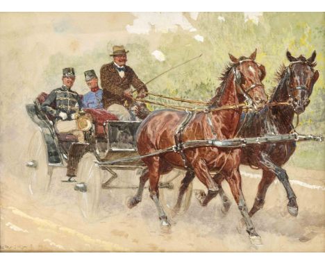 Koch, Ludwig. 1866 - Wien - 1934. Erzherzog Franz Salvador von Österreich und Toskana mitAdjutant. Aquarell u. Gouache über S