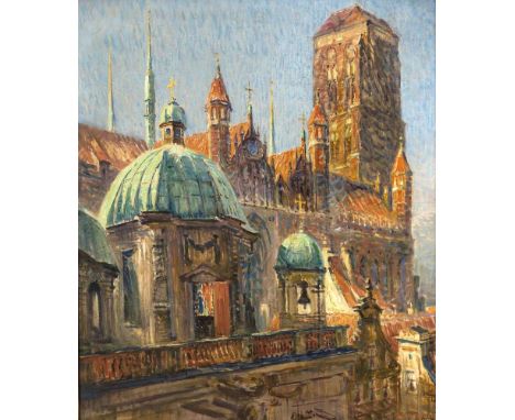 Urtnowski, Theodor. 1881 Thorn - 1963 Danzig/Gdansk. Stadtansicht mit der DanzigerMarienkirche und der Königlichen Kapelle. Ö