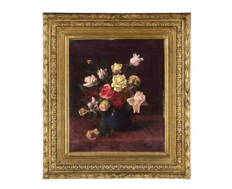 Leonard, Berthe. Malerin Anfg. 20. Jh. Rosenstillleben. Öl/Lw. 1891. Signiert u. datiertu. re. Berthe Leonard 1891. 53 x 44 c