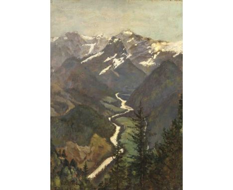 Wille, Otto von. 1901 - 1977. Blick auf Reichenhall. Öl/Lw., auf Hartfaser doubl. Signiertu. betitelt u. li. O. v. Wille Reic
