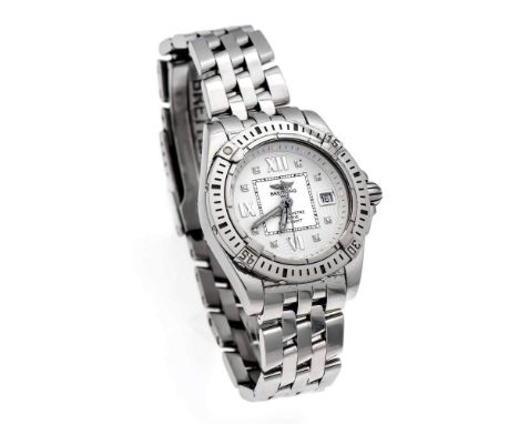 Breitling Damenarmbanduhr Cockpit Lady, Modell A71356, Quartz, Chronometer, Edelstahl,weißes Zifferblatt mit Diamanten, Edels