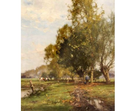 Holtrop, Jan (auch Holtrup). 1917 Lemmer/Holland - 1995. Sommerliche Landschaft. Öl/Lw.Signiert u. li. J. Holtrop. 69 x 58 cm