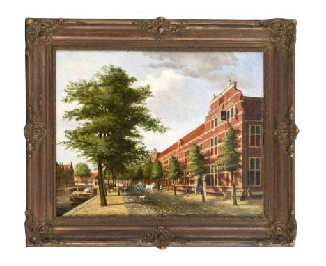 Fardon, Pierre Jean. 1873 Amsterdam - 1930 Hoeck. Amsterdamer Gracht. Öl/Holz. 1897.Signiert u. datiert u. li. P. J. Fardon 1