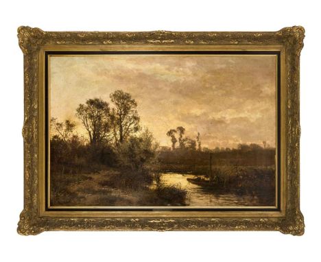 Hooper, John Horace. 1853 - London - 1899. Flußlandschaft. Öl/Lw., doubl. Signiert u. l.J. H. Hooper. 59 x 89 cm / R. 80 x 11