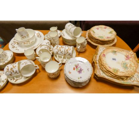 Wedgwood dessert service, Dresden floral spray cake plates and a late Victorian white and gilt tea set 