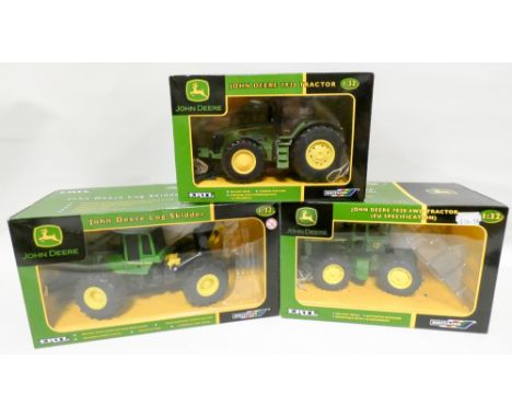 Four Britain's ERTL John Deere tractors, 1:32 scale. Boxed