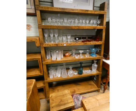 A heavy rustic oak 6 tier display shelf 