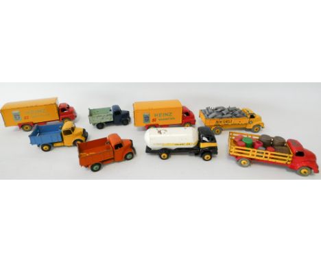 Collection of eight vintage Dinky Supertoy Bedford trucks and lorries, played with condition 
