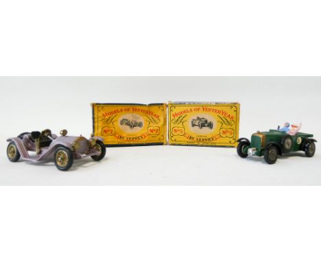 Models of Yesteryear by Lesney, 55:1 scale vintage cars, no 5 and 7, mint and boxed 
