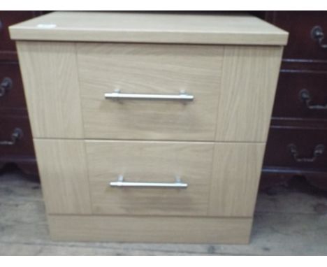 Two drawer bedside cabinet with light oak effect 