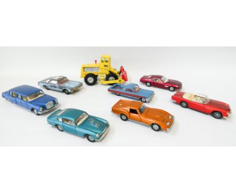 Collection of eight vintage Dinky toys, played with condition. To include Nos 128, 147, 221, 101 etc 
