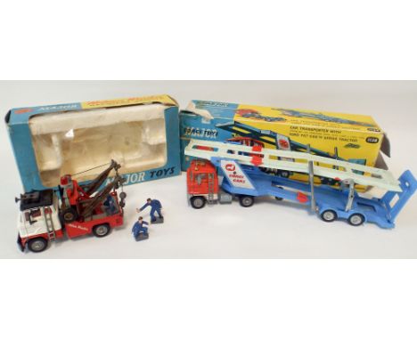 Corgi Major Holmes Wrecker recovery vehicle No1142 with box and a Corgi Major Car Transporter with Ford tilt cab H series tra