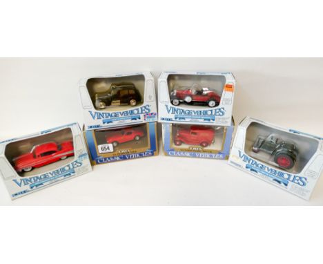 Six ERTL 1:43 scale Diecast classic vehicles, boxed