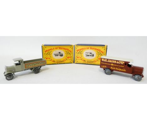 Models of Yesteryear by Lesney, 55:1 scale vintage cars, no 6 and 7, mint and boxed 