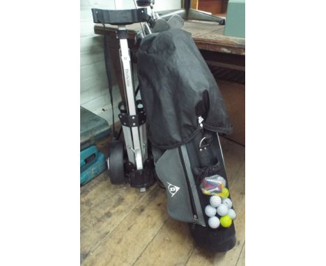 Pro-Action Dunlop golf trolley, golf bag, golf balls, tees, clubs etc 