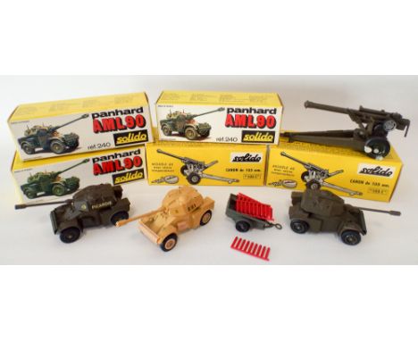 Collection of five Solido cannon and military vehicles mint and boxed 
