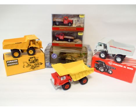 Gama Die cast metal tipper trucks, two models of Yesteryear and a limited edition D-Day tank 