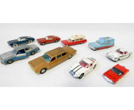 Group of eight vintage Corgi toys, played with condition 