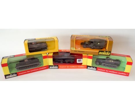 Solido group of 5 world war tanks and military vehicles mint and boxed 