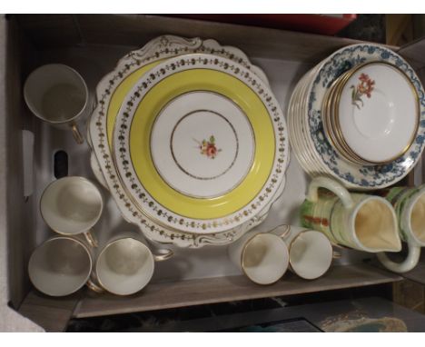 A quantity of assorted tea ware, side plates and other odd china, including ladies leather gloves 