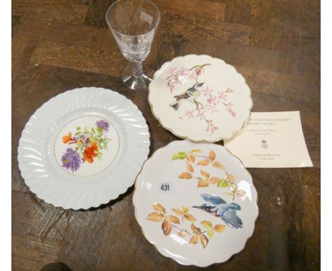 Two birds of Dorothy Doughty, limited edition dessert plates, Kingfisher and Myrtle Warbler, one with box, together with a Mi