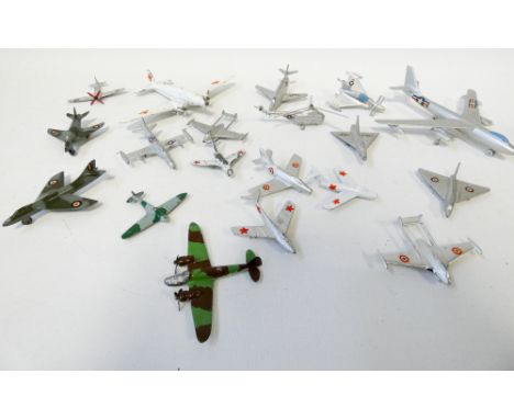 Collection of 19 vintage played with aircraft models, Mercury and Dinky 