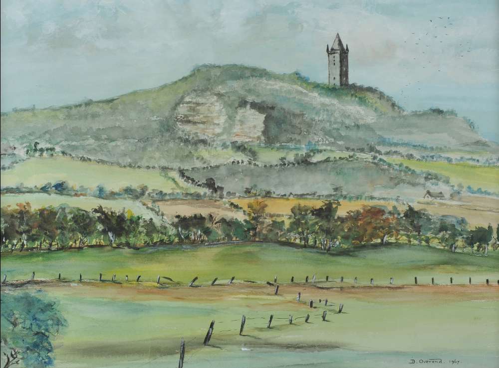 David Overend - SCRABO TOWER - Watercolour Drawing - 20 x 28 inches ...