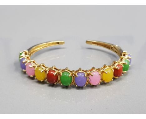 GOLD PLATED MULTI COLOUR JADE BANGLE