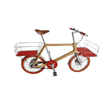 HERMES Paris, made in France, 2021. Vélo porteur compact Odyssée Terre 'Ash Wood', électriqueFabricant: Till BreitfussVélo él