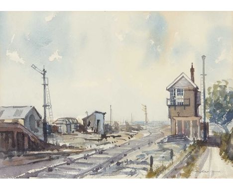 Clifford John (British, b. 1934), Vauxhall Station, Great Yarmouth, watercolour, signed, 12x17ins