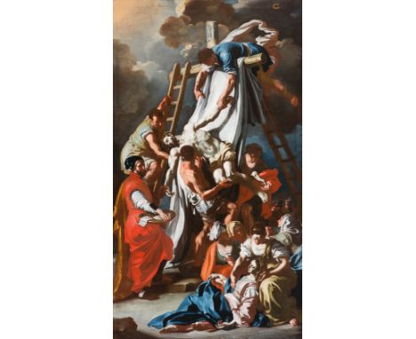 Workshop of Francesco Solimena (Canale di Serino, 1657 - Barra, Naples, 1747)  "The Descent of Christ"  Oil on canvas. 128 x 