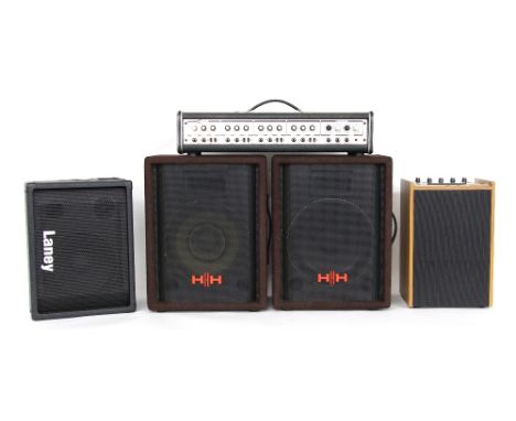 Carlsbro Marlin 1042 four channel PA head; together with a pair of HH PE12 speakers, a Goodsell amplifier and a Laney CM10 we