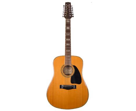 1970s Kimbra 12-string acoustic guitar, made in Korea; Fretboard: rosewood; Frets: generally good, minor dent wear to first p