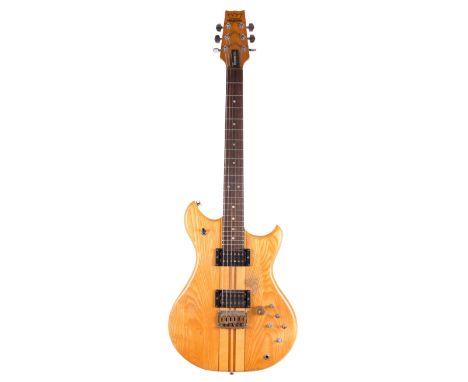1980s Westone Thunder I-A electric guitar, made in Japan, serial no. 3xxxxx5; Finish:  natural, heavy wear to treble playing 