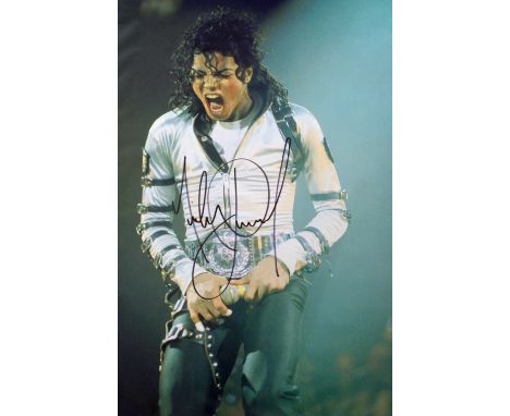 Michael Jackson - autographed colour photograph, signed in black pen, 12" x 8"