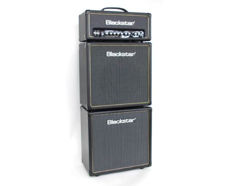 Blackstar Amplification HT5R guitar amplifier head; together with two HT-112 1x12 speaker cabinets and associated cables