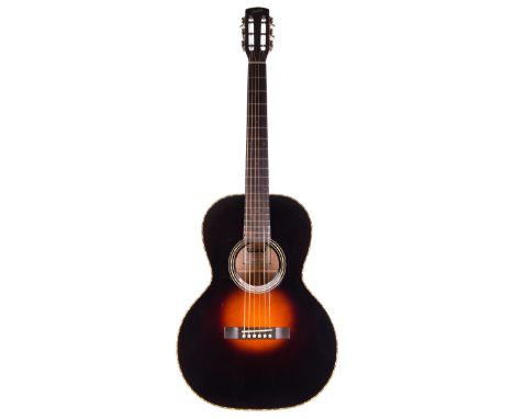 Gretsch Roots Collection G9521 acoustic guitar; Finish: vintage sunburst, wear around sound hole, holes in treble rib where j