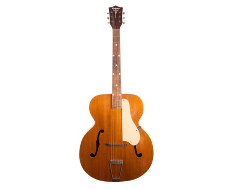 1940s Orpheum archtop guitar, made in USA; Finish: sunburst to the back and sides, natural to the top, lacquer checking and o