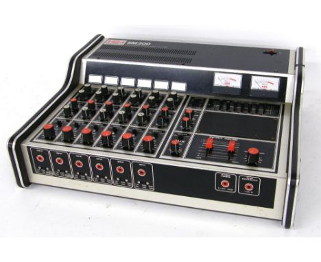 HH electronic SM200 professional stereo mixer amplifier, within a heavy duty flight case; together with a pair of HH Pro-100 